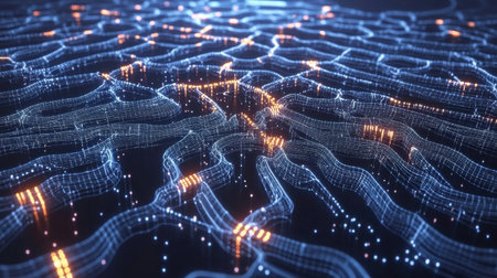 A futuristic AI-powered supercomputer with glowing neural connections.の素材