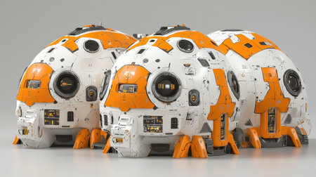 A futuristic Mars colony with digital communication hubs and research centers.の素材