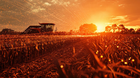 A futuristic smart contract system automating agricultural supply deals.の素材