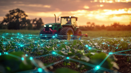 A futuristic smart contract system automating agricultural supply deals.の素材