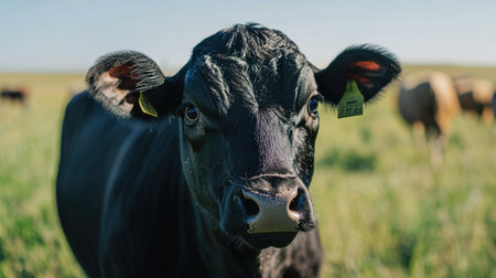 AI-powered facial recognition system tracking livestock health and movement.の素材