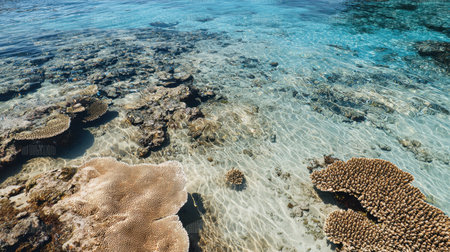 The ocean floor unveils a dazzling mosaic of coral, its diverse shapes and hues a testament to nature boundless artistry.の素材
