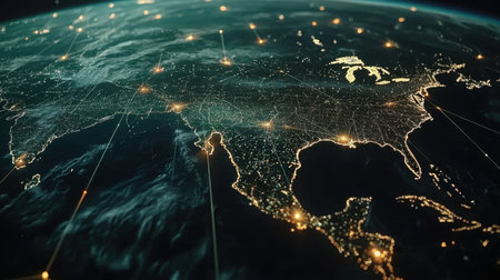 A digital map of the universe with AI-powered space exploration data.の素材