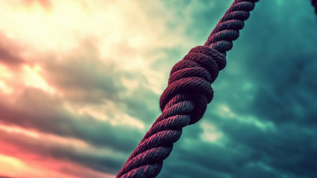 A bungee cord hanging from a towering bridge, evoking the thrill of freefall.の素材