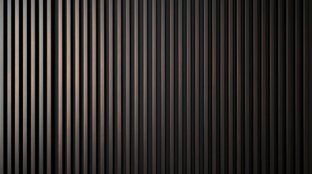 Elegant dark brown wood slats, vertical pattern creating a stylish background for natural aesthetics.の素材