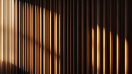 Elegant dark brown wood slats, vertical pattern creating a stylish background for natural aesthetics.の素材