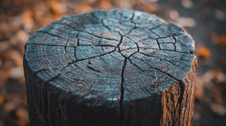 High-resolution closeup of a cracked wooden stump, showcasing unique rustic textures, perfect for forest-inspired designs.の素材