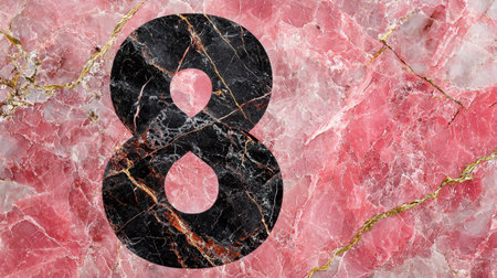 Abstract marble background featuring a bold, modern number 8, minimalist design with a high-end, stylish appearance.の素材