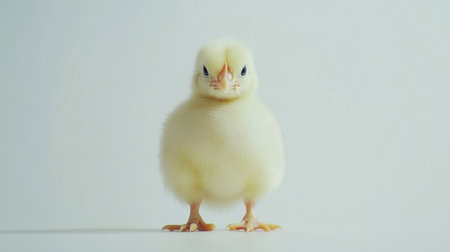 Crisp portrait of a white chicken, standing gracefully, perfectly isolated on a clean white background.の素材