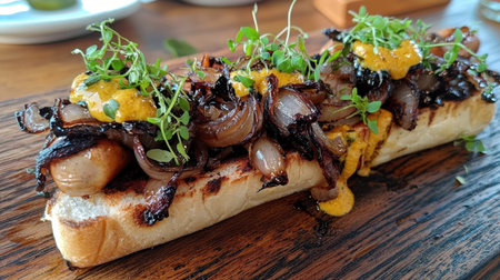 A delightful grilled sausage topped with sautの素材