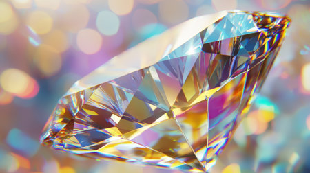 A radiant low-poly golden diamond, precision-cut with sharp edges and reflections.の素材