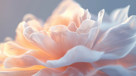 A soft, pastel-colored 3D ranunculus with detailed, layered petalsの素材