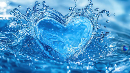 An artistic water splash in the shape of a heart, symbolizing the love and value of water in sustaining life on Earthの素材