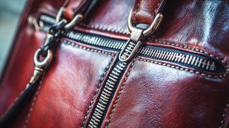 A leather handbag finely stitched details, showcasing craftsmanship and styleの素材