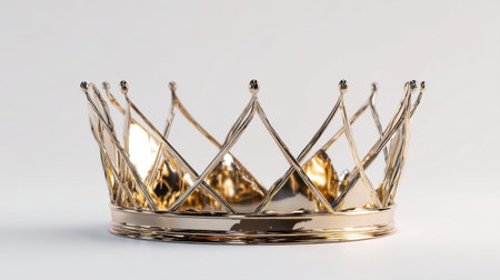 Stunning golden crown featuring a unique and intricate design, perfect for visual storytelling and themes related to royalty, celebration, and luxury design projects.の素材