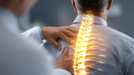 A healthcare professional examines a patientの素材