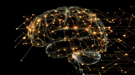 Artistic depiction of a digital brain, symbolizing innovative business solutions.の素材