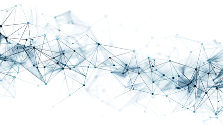 Minimalist network background with geometric shapes and lines representing data connections.の素材