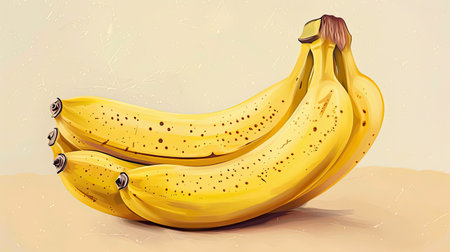 Illustration of a bunch of ripe bananas, showcasing their curved shape and peels.の素材