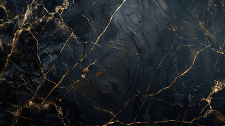 Elegant black marble background with gold edge detailing and a clear center for text, ideal for high-end presentation templates.の素材