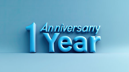 Stylish 3D text "Anniversary 13 Year" in vibrant blue on a solid-colored background. Ideal for marketing content with ample space for ads.の素材