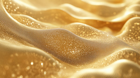 Golden abstract background featuring intricate, luxurious designs and soft glimmers, ideal for upscale branding, marketing materials, and elegant presentations.の素材