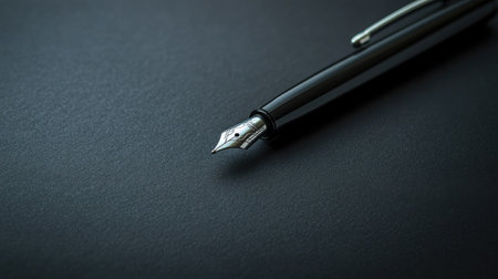 Vintage black pen on black paper. A classic and sophisticated image suitable for creative and professional themes.の素材