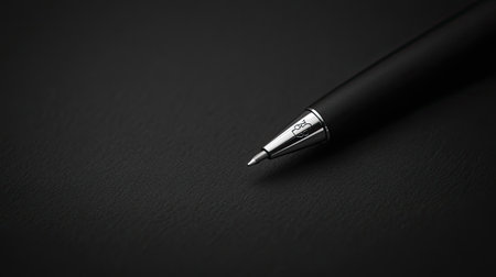 Stylish vintage black pen on black paper. Minimalistic and elegant image perfect for creative and writing concepts.の素材