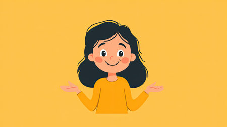 Simple, minimalist cartoon girl displaying both happiness and sadness on a single-colored background. Designed for clear, effective emotional communication.の素材