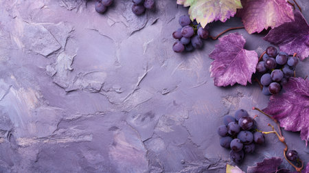 Purple stone background with grape vines, providing a natural and elegant backdrop for messages and text.の素材