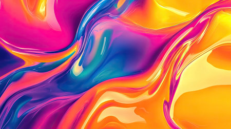 Abstract colorful liquid shapes on a simple background, offering a sleek and contemporary look for banners.の素材
