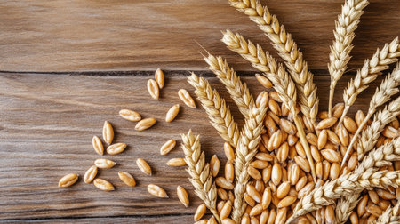 Agricultural graphs with wheat grains, perfect for depicting the economic impact of agriculture on financial markets.の素材