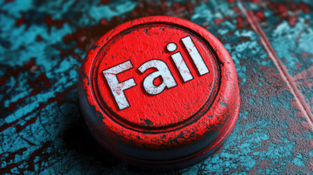 Red ink stamp with the word "Fail" prominently displayed, creating a strong visual impact, suitable for testing, exams, or rejection themes.の素材