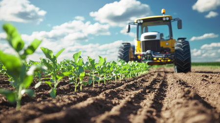 Advanced soil testing equipment being used in a modern farm.の素材