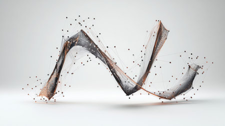 A sleek, modern "N" composed of tech-inspired lines and nodes, symbolizing progress and connectivity, displayed on a plain white background.の素材