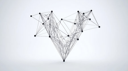 A sleek, modern "V" composed of tech-inspired lines and nodes, symbolizing progress and connectivity, displayed on a plain white background.の素材