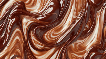 A mouthwatering swirl of melted chocolate forming a seamless, glossy background, perfect for indulgent culinary concepts or chocolate-themed visualsの素材