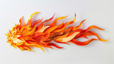 Engaging fire flames, bright and dynamic, cut out with precision on a white background, capturing their fiery essence.の素材