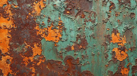 Detailed texture of rust and patina on metal, showcasing the natural aging process with a mix of deep brownsの素材