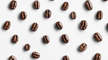 Simple abstract background with coffee beans arranged in a minimalist patternの素材