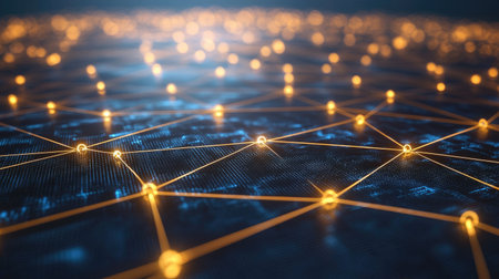 Abstract network of glowing data lines forming a global connection,の素材