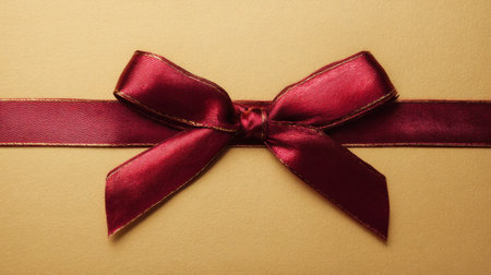 This stunning image features a gold gift box adorned with a luxurious red ribbon and bow, ideal for representing celebration, elegance, and special moments.の素材