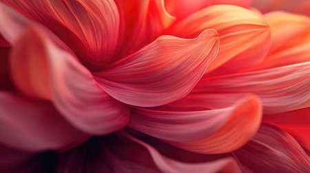 Detailed close-up of dahlia petals, highlighting their delicate texture and rich color, with soft lighting creating a sense of depth and beautyの素材