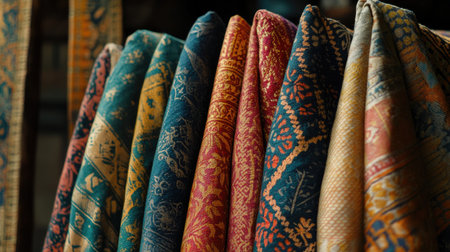 Close-up of traditional dyeing techniques used to handcraft patterns on Indian textiles, capturing the rich artistry without any people present.の素材