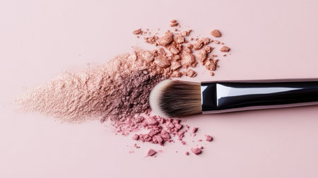 A minimalist eye shadow makeup palette in natural tones with a brush, ideal for beauty and cosmetic-related visualsの素材