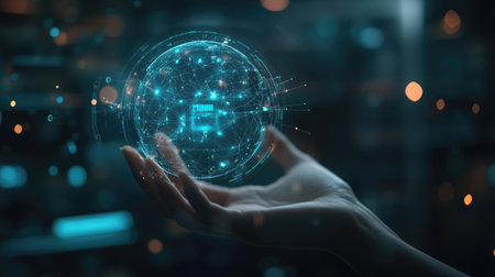 Concept of digital transformation featuring IoT and AI technologies, showcasing the evolution of business strategiesの素材