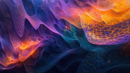 A captivating display of light and color at night, with abstract patterns and a mystic atmosphere that feels almost magicalの素材