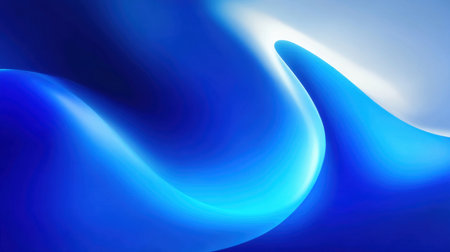 A captivating abstract image showcasing smooth waves of blue and white, perfect for creating a serene backdrop for web design, presentations, or artistic projects.の素材