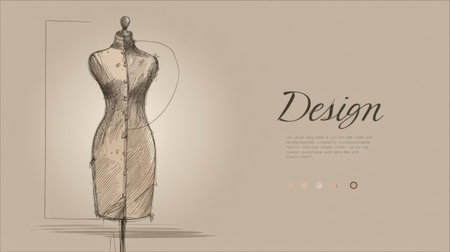 A hand-drawn illustration of a dressmaking mannequin on a subtle background displays creativity in fashion design, perfect for artistic or design-related projects.の素材