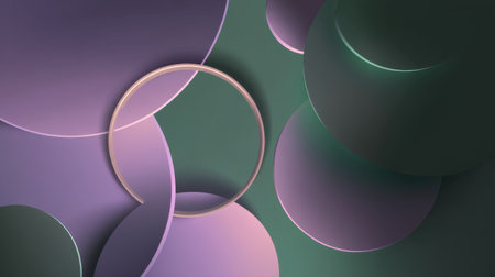 This abstract artwork features overlapping circles in soft pastel colors, creating a modern and serene background that adds elegance and style to any project.の素材